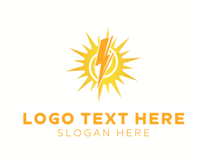 Renewable - Lightning Sun Power logo design