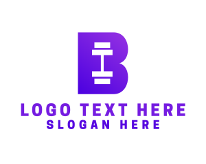 Dumbbell - Violet Barbell B logo design