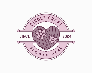 Floral Heart Yarn logo design