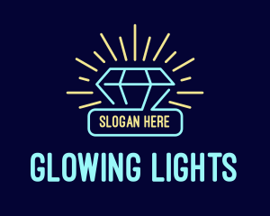 Neon Diamond Gem logo design