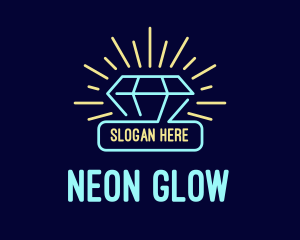 Neon Diamond Gem logo design