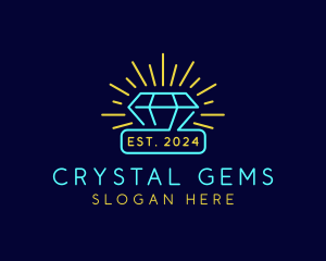 Neon Diamond Gem logo design