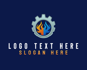 Industrial - Fire Ice Cogwheel Ventilation logo design