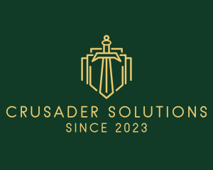 Crusader - Medieval Sword Shield logo design
