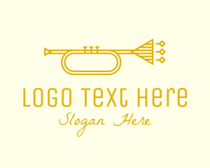 Jazz Music - Golden Retro Trumpet logo design