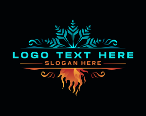 Ice - Fire Snowflake Heating Cooling logo design