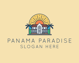 Sun Palm Tree Mansion logo design