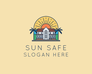 Sun Palm Tree Mansion logo design