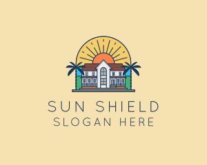 Sun Palm Tree Mansion logo design