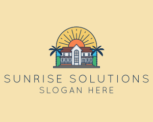 Sun Palm Tree Mansion logo design