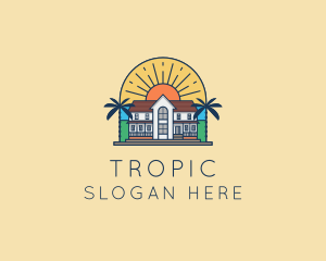 Sun Palm Tree Mansion logo design