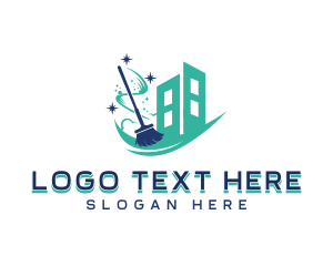 Disinfection - Industrial Cleaning Broom logo design