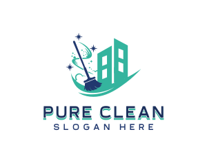 Industrial Cleaning Broom logo design