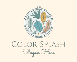 Colorful Leaf Embroidery  logo design