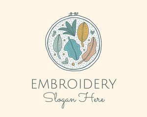 Colorful Leaf Embroidery  logo design