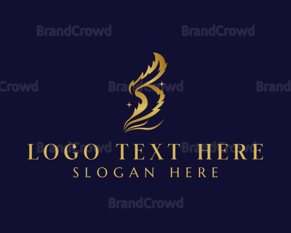 Luxury Feather Quill Letter S Logo