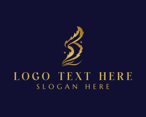 Signature - Luxury Feather Quill Letter S logo design