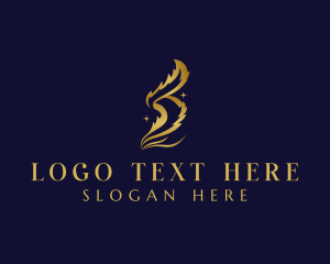 Writer - Luxury Feather Quill Letter S logo design