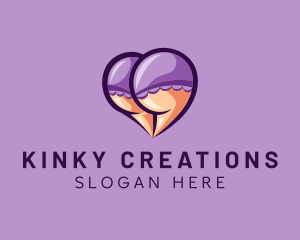 Kinky - Sexy Bikini Heart logo design