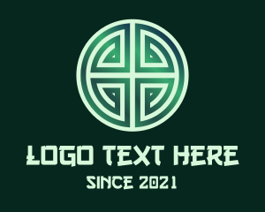 Labyrinth - Green Asian Lucky Charm logo design