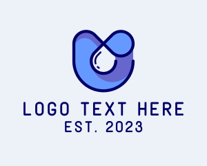 H2o - Blue Water Letter U logo design