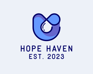 H2o - Blue Water Letter U logo design