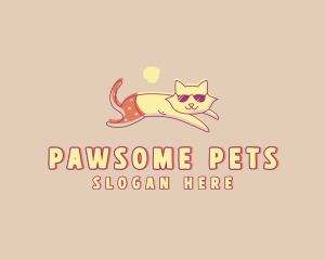 Sunbathing Kitty Pet logo design