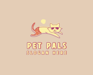 Sunbathing Kitty Pet logo design