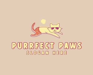 Kitty - Sunbathing Kitty Pet logo design