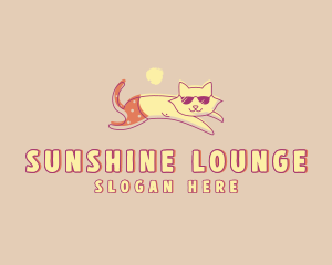 Sunbathing - Sunbathing Kitty Pet logo design