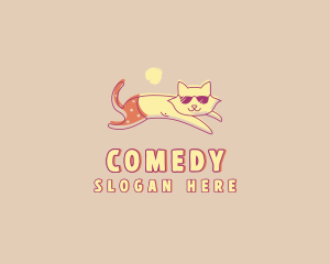 Pet Care - Sunbathing Kitty Pet logo design