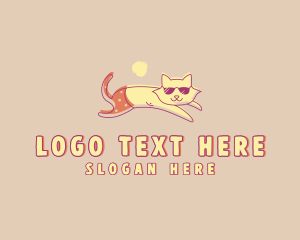 Sunbathing Kitty Pet Logo