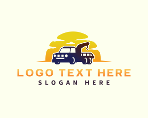 Towing - Tow Truck Sunset logo design