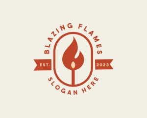 Fire Camping Matchstick logo design