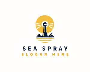 Sunset Lighthouse Sea logo design