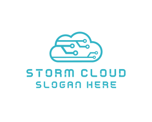 Cyber Tech Cloud Circuit logo design