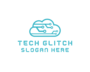 Cyber Tech Cloud Circuit logo design