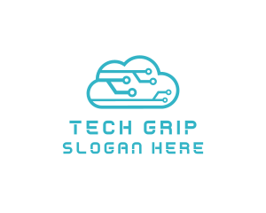 Cyber Tech Cloud Circuit logo design