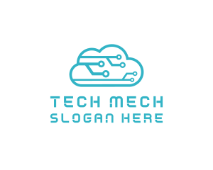 Cyber Tech Cloud Circuit logo design