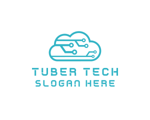 Cyber Tech Cloud Circuit logo design