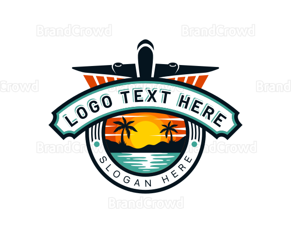 Airplane Travel Beach Logo