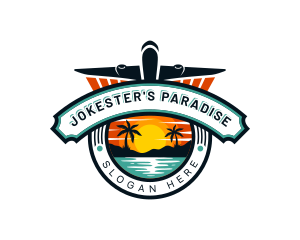 Airplane Travel Beach logo design