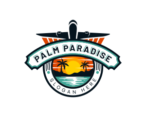 Airplane Travel Beach logo design