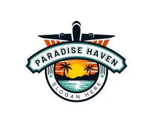 Airplane Travel Beach logo design