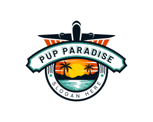 Airplane Travel Beach logo design