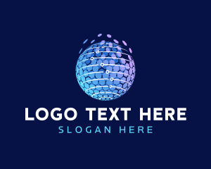 3d - Globe Data Technology logo design