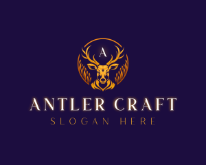 Floral Deer Antler logo design