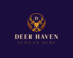 Floral Deer Antler logo design