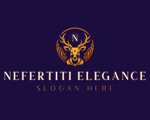 Floral Deer Antler logo design