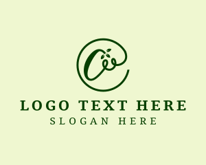 Vegetarian - Green Natural Letter A logo design
